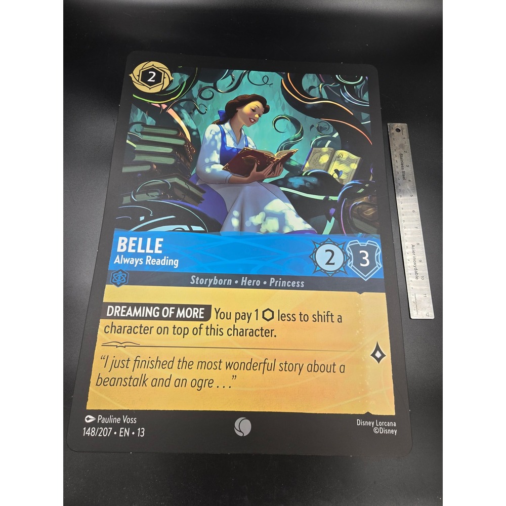 Disney Lorcana Belle Always Reading 148/207 EN 13 Oversized Promo Card
